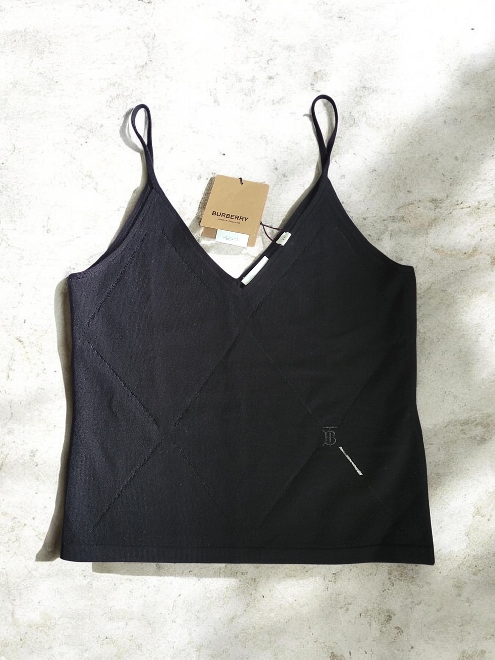 Burberry Black V-Neck Merino Wool Tank Top Sz XS
